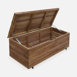 Coffre De Jardin Bois 110L Avec Vérins Et Roulettes -Jardin Et Extérieur ACBOX107NAT 03