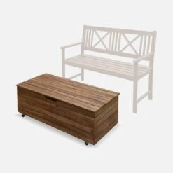 Coffre De Jardin Bois 110L Avec Vérins Et Roulettes -Jardin Et Extérieur ACBOX107NAT 05