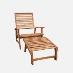 Chaise Avec Repose-pied Bois (lot De 2) -Jardin Et Extérieur ACRLXFTBGX2 05
