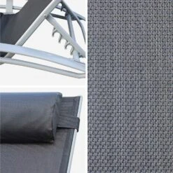 Toile De Remplacement Pour Bain De Soleil Couleur : Gris / Noir -Jardin Et Extérieur AFLOPARTAGYBK 02