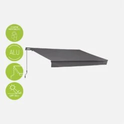 Store Banne Manuel 4x2,5m Couleur : Gris -Jardin Et Extérieur AWM4X25KDGY 01bis