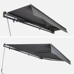 Store Banne Manuel 4x2,5m Couleur : Gris -Jardin Et Extérieur AWM4X25KDGY 03