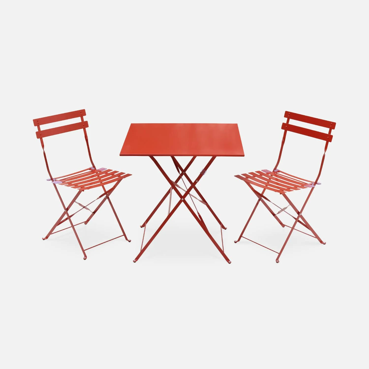 Table De Jardin Bistrot Pliable Métal, 2 Chaises Couleur : Terracotta 4 Table De Jardin Bistrot Pliable Métal, 2 Chaises Couleur : Terracotta – Image 2