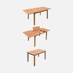 Table De Jardin Extensible Bois , 6 Chaises Couleur : Bois / Terra Cotta -Jardin Et Extérieur EC180R6TC 03