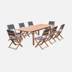 Table De Jardin Extensible Bois , 8 Chaises Couleur : Bois / Anthracite 12 Table De Jardin Extensible Bois , 8 Chaises Couleur : Bois / Anthracite -Jardin Et Extérieur EC240R8AT 01