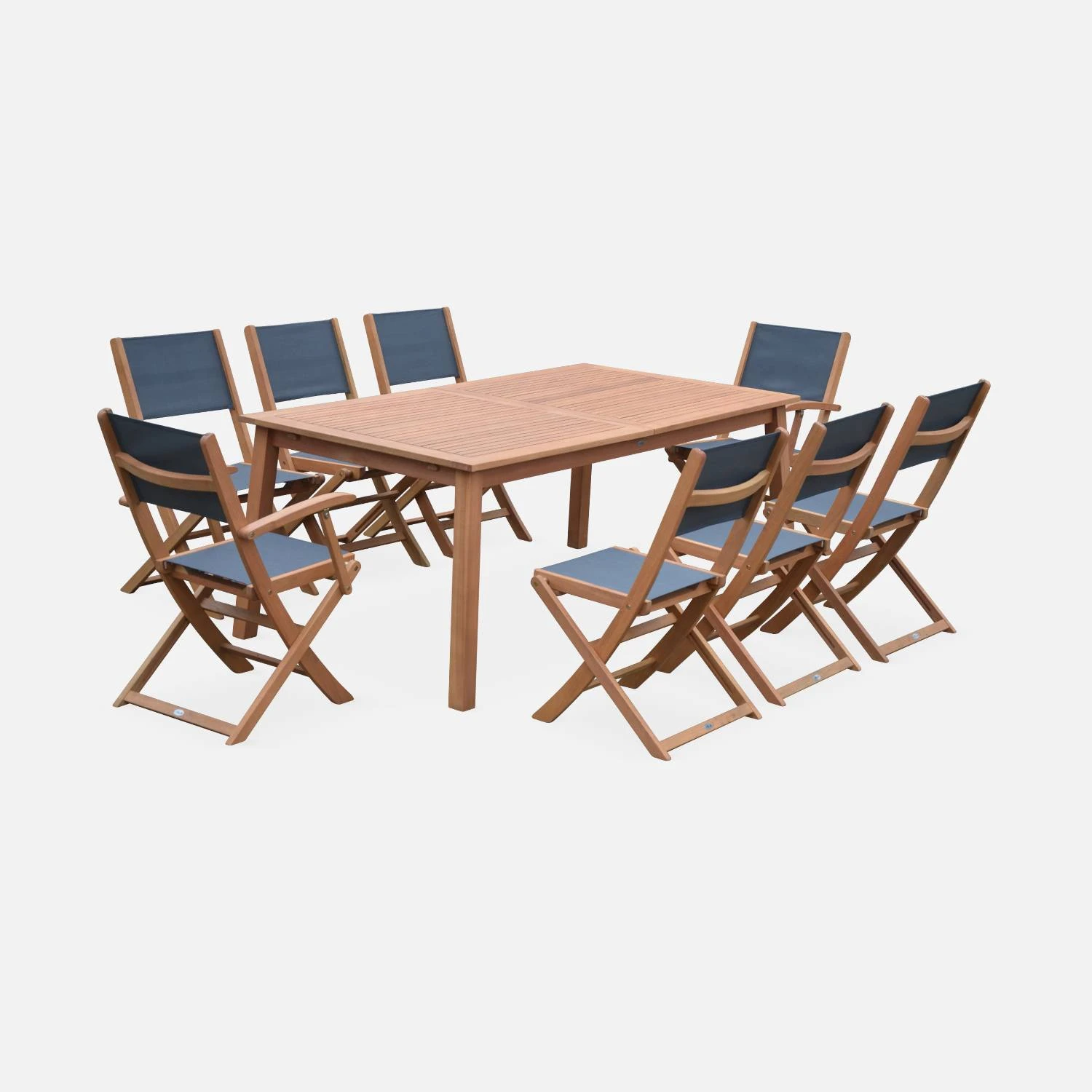 Table De Jardin Extensible Bois , 8 Chaises Couleur : Bois / Anthracite 6 Table De Jardin Extensible Bois , 8 Chaises Couleur : Bois / Anthracite – Image 4