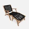 Chaise De Jardin En Bois Et Corde Avec Repose Pieds Couleur : Noir -Jardin Et Extérieur ECRLXROPEBK 01
