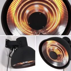 Parasol Chauffant Mural électrique 2000W -Jardin Et Extérieur EHW2000WACBK 04