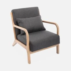 Fauteuil Design En Bois Et Tissu Couleur : Gris Foncé -Jardin Et Extérieur IACSCADKGY 01