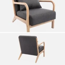 Fauteuil Design En Bois Et Tissu Couleur : Gris Foncé -Jardin Et Extérieur IACSCADKGY 03