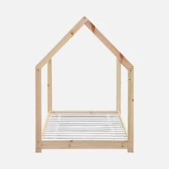 Lit Cabane Enfant 90 X 190 Cm En Pin Naturel, Sommier Inclus Couleur : Naturel -Jardin Et Extérieur IBEDHOUSENAT 02