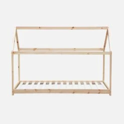 Lit Cabane Enfant 90 X 190 Cm En Pin Naturel, Sommier Inclus Couleur : Naturel -Jardin Et Extérieur IBEDHOUSENAT 03