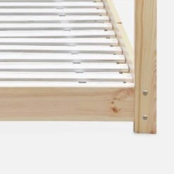 Lit Cabane Enfant 90 X 190 Cm En Pin Naturel, Sommier Inclus Couleur : Naturel -Jardin Et Extérieur IBEDHOUSENAT 04