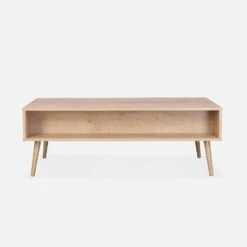 Table Basse Scandinave En Cannage, 1 Tiroir Couleur : Naturel -Jardin Et Extérieur IBOCOFTABLE 04