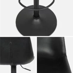 Tabouret Bar Réglable 60,5/81,5cm Simili Cuir (lot De 2) Couleur : Noir -Jardin Et Extérieur IBSAJPUX2BK 05