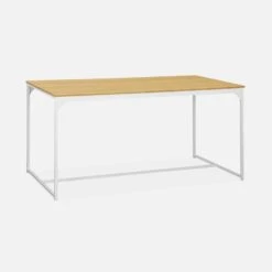 Table à Manger Métal Et Effet Bois 4 Places Couleur : Blanc 10 Table à Manger Métal Et Effet Bois 4 Places Couleur : Blanc -Jardin Et Extérieur ILFDT150WH 01