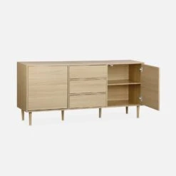 Buffet Effet Bois 2 Portes 160 Cm Couleur : Bois -Jardin Et Extérieur IMKBUFFET160WD 02