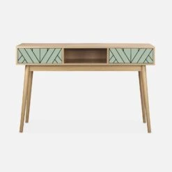 Console Effet Bois Naturel 2 Tiroirs Couleur : Vert D'eau 10 Console Effet Bois Naturel 2 Tiroirs Couleur : Vert D'eau -Jardin Et Extérieur IMKDESK120GW 03