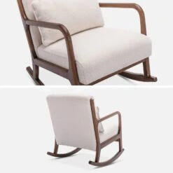 Rocking Chair Scandinave En Bois Et Tissu Bouclette -Jardin Et Extérieur IRACSCALWLBOUCL 03