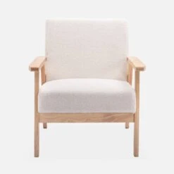 Fauteuil Scandinave Bouclettes Et Bois D'hévéa -Jardin Et Extérieur ISKACLS1BOUCL 02