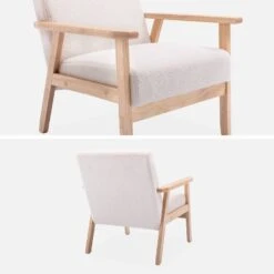 Fauteuil Scandinave Bouclettes Et Bois D'hévéa -Jardin Et Extérieur ISKACLS1BOUCL 03