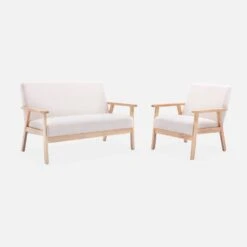 Fauteuil Scandinave Bouclettes Et Bois D'hévéa -Jardin Et Extérieur ISKACLS1BOUCL 05