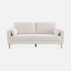 Canapé 3 Places Tissu Bouclette, Pieds Bois -Jardin Et Extérieur ISOF3BOUCL 02