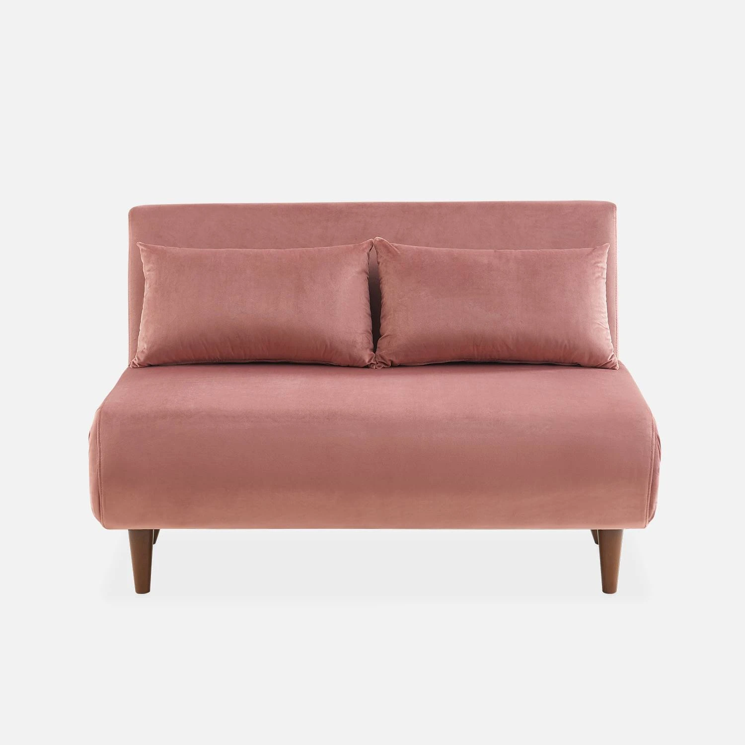 Canapé Convertible 2 Places Tissu, Pieds Bois Couleur : Vieux Rose 6 Canapé Convertible 2 Places Tissu, Pieds Bois Couleur : Vieux Rose – Image 4