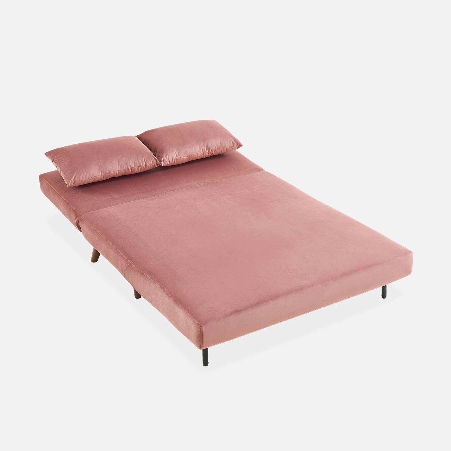 Canapé Convertible 2 Places Tissu, Pieds Bois Couleur : Vieux Rose 9 Canapé Convertible 2 Places Tissu, Pieds Bois Couleur : Vieux Rose – Image 7