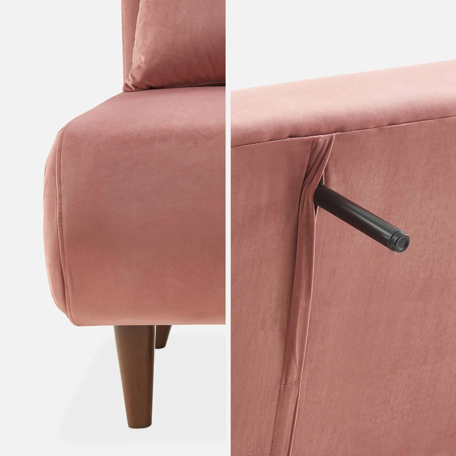 Canapé Convertible 2 Places Tissu, Pieds Bois Couleur : Vieux Rose 11 Canapé Convertible 2 Places Tissu, Pieds Bois Couleur : Vieux Rose – Image 9