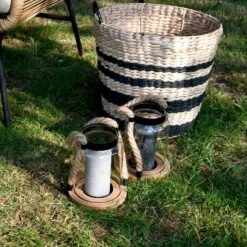 Lanterne En Verre, Anse En Corde Intérieur/extérieur (lot De 2) 12 Lanterne En Verre, Anse En Corde Intérieur/extérieur (lot De 2) -Jardin Et Extérieur LANT19ROPEX2 05