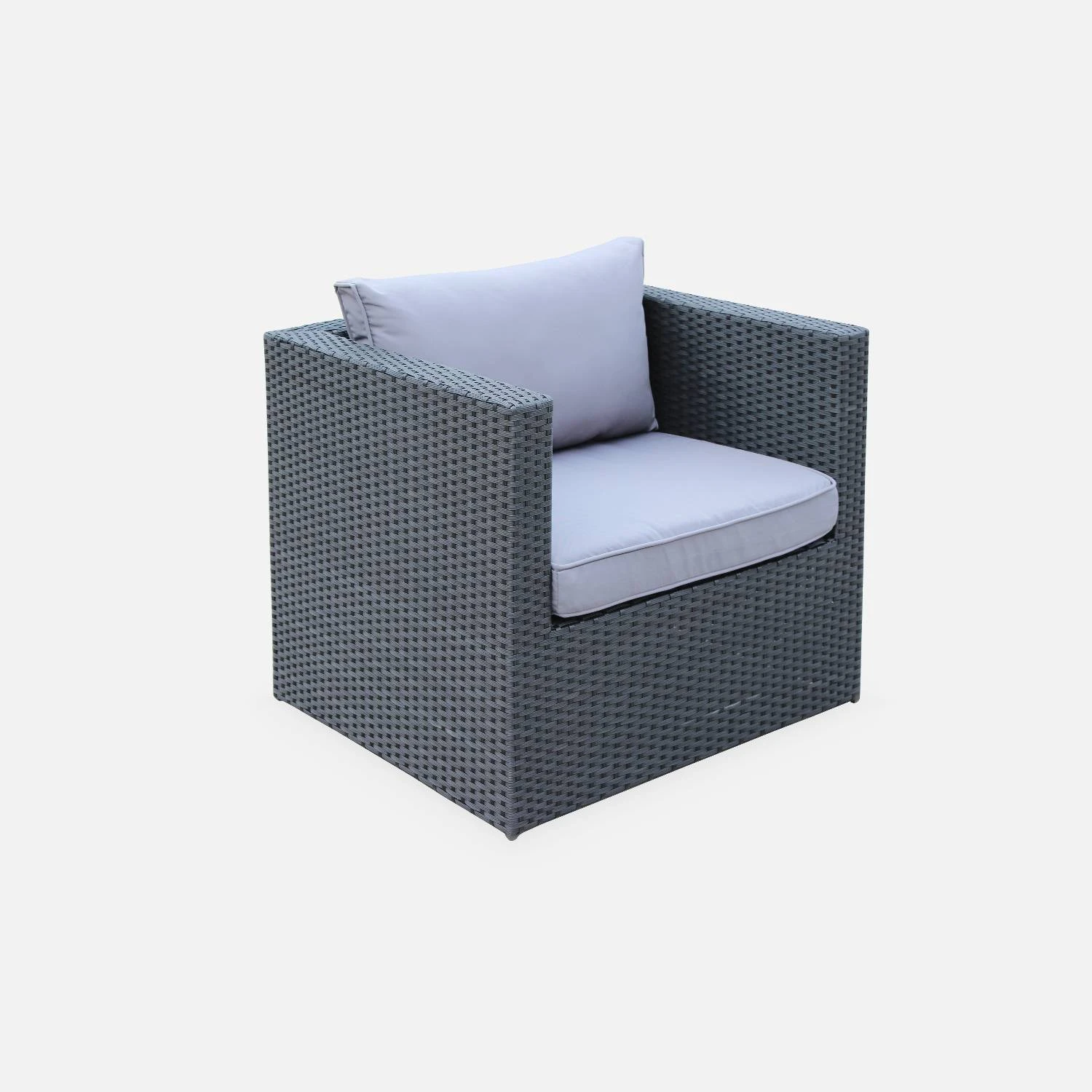 Salon De Jardin Résine Tressée 5 Places Couleur : Noir / Gris 7 Salon De Jardin Résine Tressée 5 Places Couleur : Noir / Gris – Image 5