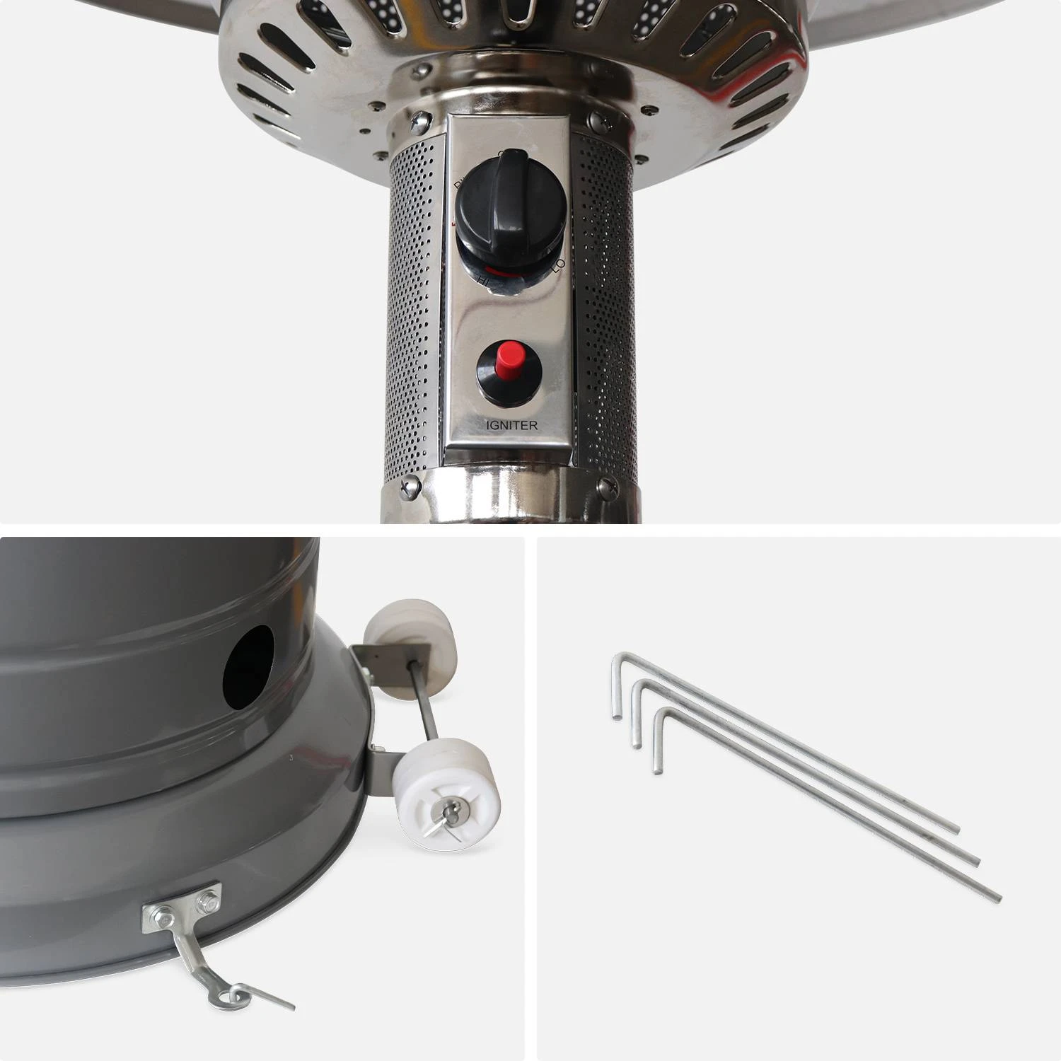 Parasol Chauffant Gaz 13kW Couleur : Gris 6 Parasol Chauffant Gaz 13kW Couleur : Gris – Image 4