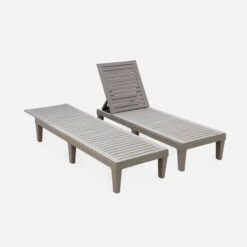 Bain De Soleil Plastique Multi Positions (lot De 2) Couleur : Gris -Jardin Et Extérieur PLOUNGEX2GY 03