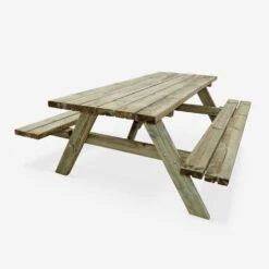 Table Picnic En Bois 6 Places 180cm (lot De 4) -Jardin Et Extérieur PNW177R6X4 02