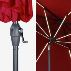 Parasol LED Rond 2.7m Couleur : Rouge -Jardin Et Extérieur PU300LEDRED 05