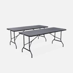 Tables De Réception Pliable Plastique (lot De 2) Couleur : Gris Foncé -Jardin Et Extérieur RECPL180X70X2DG 01