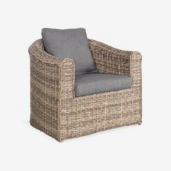 Salon De Jardin Résine Tressée Ronde 4 Places Couleur : Beige / Anthracite -Jardin Et Extérieur RWH3101AT 03