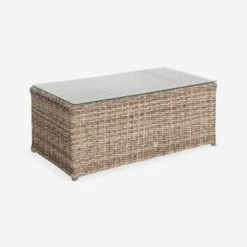 Salon De Jardin Résine Tressée Ronde 4 Places Couleur : Beige / Anthracite -Jardin Et Extérieur RWH3101AT 04