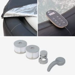 Spa Gonflable 6 Places Rond Simili Cuir, Ozonateur, Système Anti-gel, Couvercle -Jardin Et Extérieur SPACA069 05