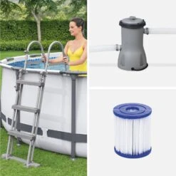 Piscine Hors Sol Tubulaire Ronde Avec Bâche, échelle, Pompe Et Filtre ∅4,3m 8 Piscine Hors Sol Tubulaire Ronde Avec Bâche, échelle, Pompe Et Filtre ∅4,3m -Jardin Et Extérieur SPBW430FPGY 04