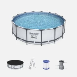 Piscine Hors Sol Tubulaire Ronde Avec Pompe, Filtre, Bâche Et échelle ∅4,5m