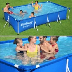 Piscine Hors Sol Tubulaire Rectangulaire Avec Filtre Et Pompe -Jardin Et Extérieur SPBW4X2KIDS 02