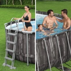 Piscine Hors Sol Tubulaire Géante Avec Pompe, échelle, Bâche Et Diffuseur -Jardin Et Extérieur SPBW7X3OVWD 04
