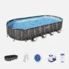 Piscine Hors Sol Tubulaire Géante Avec Pompe, échelle, Bâche Et Diffuseur -Jardin Et Extérieur SPBW7X3OVWD 05