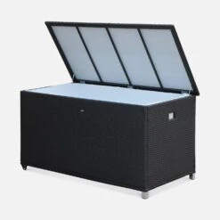 Coffre De Jardin Résine Tressée 790L Couleur : Noir -Jardin Et Extérieur WKHBOX160BK 02