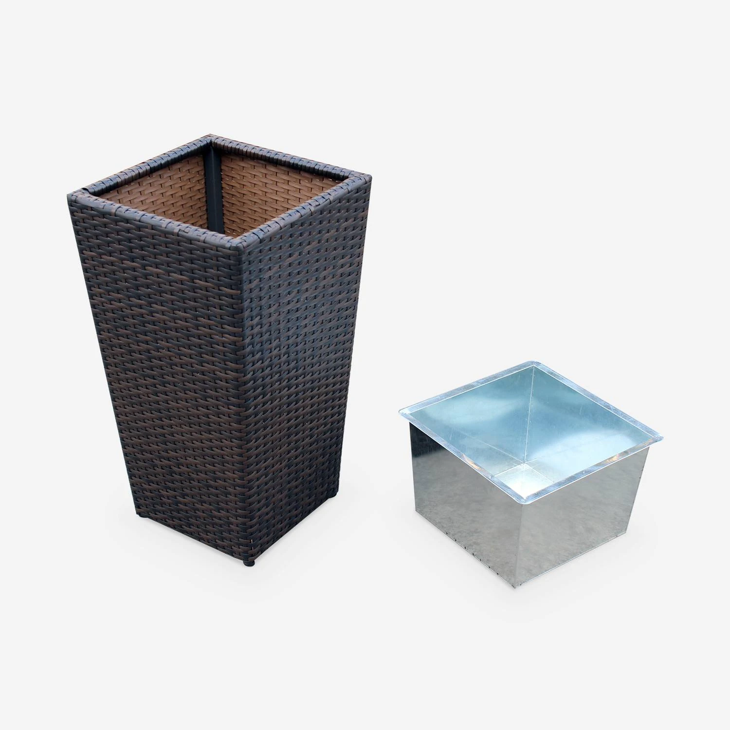 Pot De Fleur 60cm Résine Tressée (lot De 2) Couleur : Marron 7 Pot De Fleur 60cm Résine Tressée (lot De 2) Couleur : Marron – Image 5