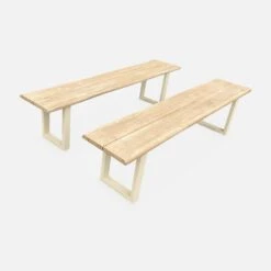 Banc 3 Places Acacia Brossé Clair, Structure Acier (lot De 2) Couleur : Ivoire -Jardin Et Extérieur ac180benchivose cd1e9667dc4ce1137aeec292c8b9d241