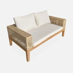 Salon De Jardin Cannage Et Bois 4 Places, Beige Couleur : Teck -Jardin Et Extérieur accan3101bg 229a93e7833a43fcd83b97eee311a57e