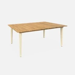 Table De Jardin Bois Et Métal + 4 Chaises En Corde Empilables Couleur : Ivoire / Beige -Jardin Et Extérieur ackd150ivo4rpbg 93af844f50c5b990c4756f8dc8c73093
